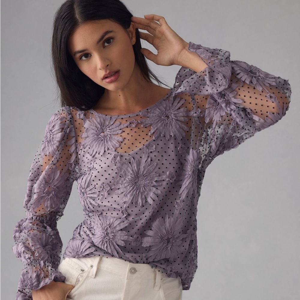 Eva Franco Floral Sheer Blouse